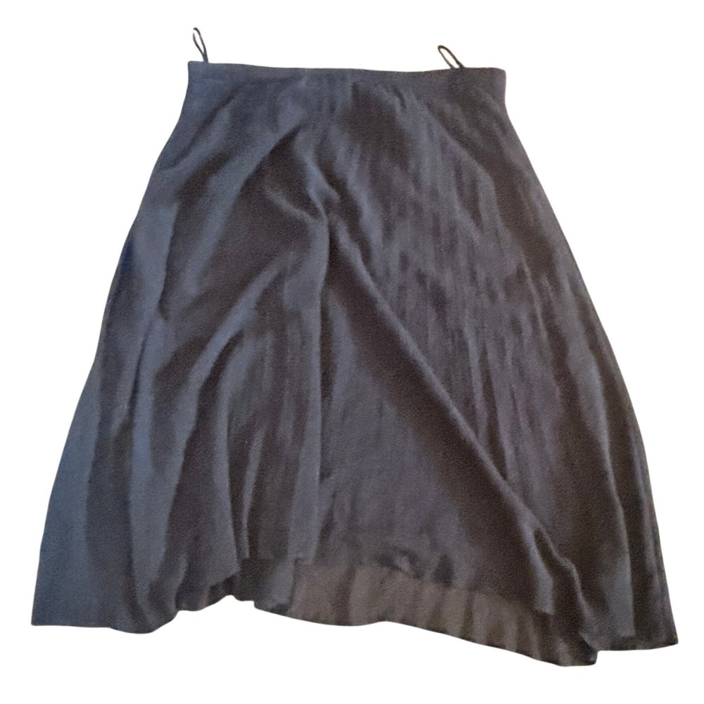 Karl Lagerfeld Women Sheer Overlay A-Line Skirt 12 Pleated Black Chiffon Classic
